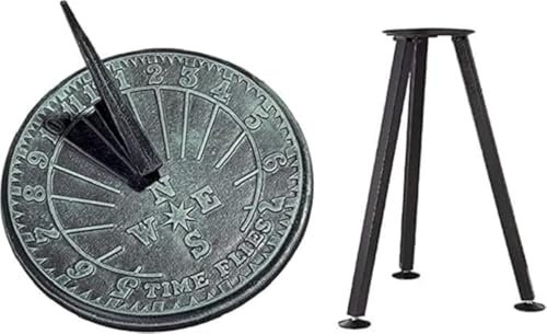 ANTIQUEMEDIEVAL Time Flies Zahlen-Sonnenuhr mit Ständer, Gartengeschenk