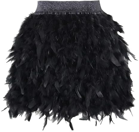 Vxcbad svart fjäderkjol – oregelbunden franskjol, halloween och karneval dam svart swan kostym, svart korpkjol, svart, M
