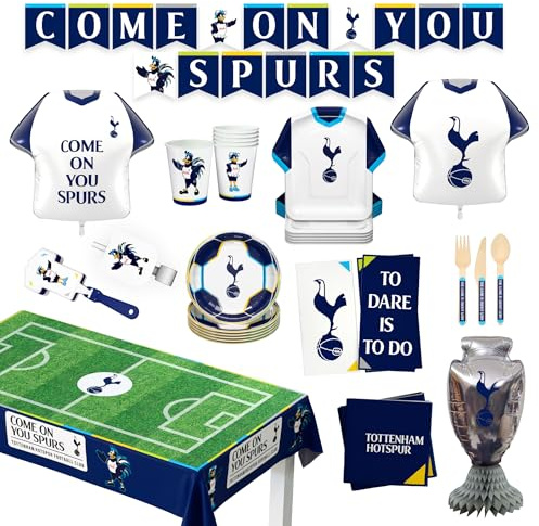 Tottenham Hotspur FC Official Licensed 77-Piece Party Supplies Kit for 6 Guests, Perfect for Birthday & Matchday Celebrations