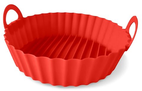 Guardini, Moule rond avec poignées Ø 22 cm, idéal pour friteuse à air, silicone alimentaire, rouge, fabriqué en Italie, ligne Air Fryer