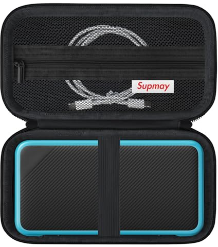 Supmay Carrying Case Compatible with New Nintendo 2DS XL/ R36 Max Retro Handheld Game Console, Video Game Console Travel Bag with Mesh Pocket for Charging Cable, TF Card, Manual, Black