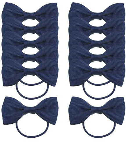 20 Pcs Toddlers Bow Hair Ties Elastic Bow Knot Hair Bands Small Bowknot Hair Elastics Decorative Baby Hair Ties Kids Stretch Hairbands Girls Cute Ponytail Holders for Holiday Festival Navy Blue