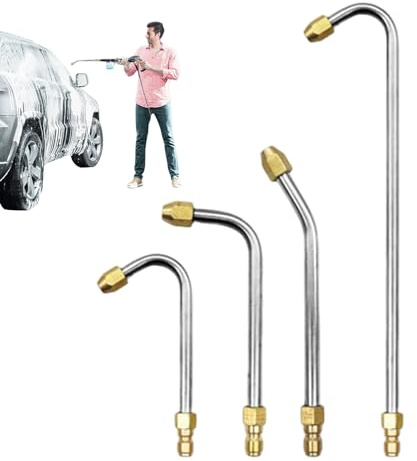 Lot de 4 rallonges pour nettoyeur haute pression - Embout coudé - Buses haute pression étanches - Outil de lavage de voiture - Accessoire de lavage de voiture