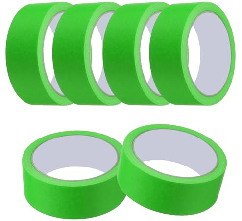 QUARKZMAN Ruban De Masquage 35 mm x 20 Mètres Ruban De Peintre Vert Rubans De Peinture pour Bricolage Arts Dessin Étiquetage Peinture De Voiture Créateurs Enseignants, Pack De 6