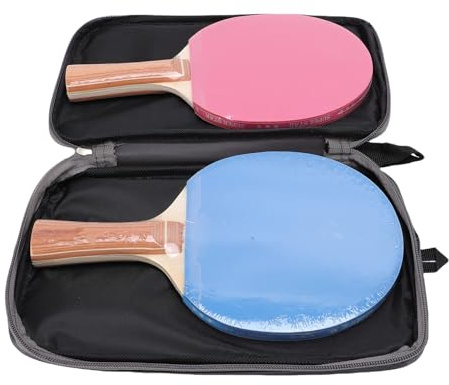 Alomejor Tragbare Tischtennisschläger Bequemer Holzgriff für Verbesserte Kontrolle und Langlebiges Spielerlebnis, Ideal für Kraftvolle Serviert- und Smashes, Pink Blue