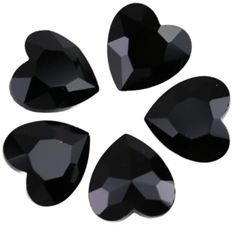 Blausky 20 Stück 12mm Herz Strasssteine,Glitzer Herzen Diaman Herz Edelstein aus Glas Streudeko Kristalle Herz Kristall Dekosteine Bunt Herz Diamanten für DIY Nagel Schmuck Vasenfüller,Schwarz