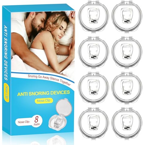 Antirussamento, 8 Pezzi Dispositivo Antirussamento Nasale, Dilatatore Nasale Magnetiche, Confortevole e Professionale Soluzione Smettere di Russare, Ti Aiuta Respirare e Dormire Meglio (Trasparente)