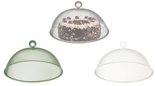mucHome 3X Netz-Abdeckung Speisehauben für Lebensmittel aus Metall, Fliegenschutz Fliegenhaube Fliegenschirm für Lebensmittel, Essen, Obst, BBQ, Picknick und Kuchen - Wiederverwendbare Abdeckung
