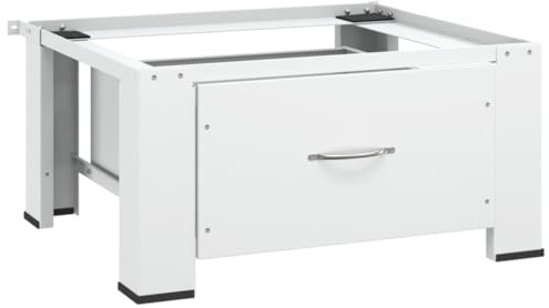 Mokuyary Washing Machine Base Frame with Drawer, White, Intermediate Installation Kit for Laundry Room, Intermediate Frame for Washing Machine and Dryer