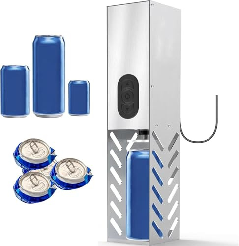 Broyeur De Canettes Electrique de soda, électrique, automatique, recyclage de l'aluminium, et bouteilles de 350 à 450 ml, de bière et d'eau de Seltz - Compacteur de déchets mural