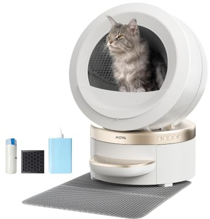 MOVA MeowgicPod LR10 Prime Lettiera per gatti intelligente,110L, 15 giorni senza paletta, Sistema di aria fresca a doppia camera, Cura intelligente degli animali domestici,Controllo remoto tramite app