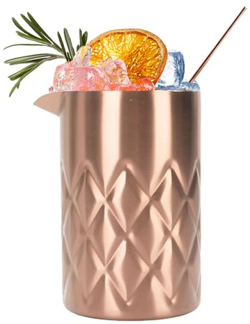 Yechiry Cocktail Blandningsglas, 540 Ml Dubbelväggigt 304 Rostfritt Stål Bartending Glasögon, Barware Essentials Blandningskanna med Hällpip för Bartending Barware Hembruk (Pläterad koppar)