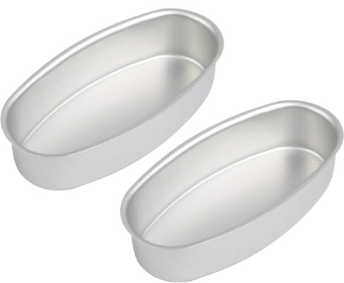 RUNROTOO Teglia per Dolci a Forma Ellittica in Alluminio Resistente Alte Temperature 2 Pezzi Set per Forno Domestico e Professionale Stampo per Pane e Torte Utensile Cucina Casa e