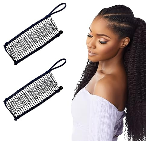 BLPRKOT 2 Piezas Banana Clip, Pinza De Plátano Para El Cabello Para Mujer 30 Dientes Con Peine Doble Extensible Clip De Plátano Peines Decorativos Para Cabello Natural Rizado Ondulado Grueso