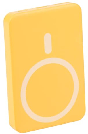 Grundig Power Bank 5000mAh - Batería Externa para iPhone Compatible con MagSafe - Cargador con 5 W inalámbrico y USB-C - Powerbank con indicador LED - Amarillo