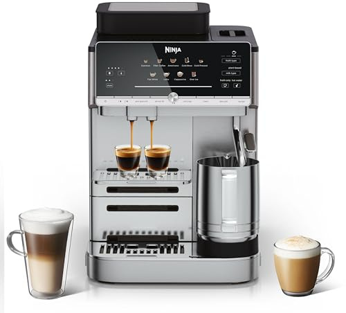 Ninja AutoBarista Automatic Espresso, 250g Hopper, Silver AE1001UK | Filter Coffee and Cold Brew Machine, 10 Drink Programs and 4 Milk Froth Presets, Dishwasher Safe Removable Parts