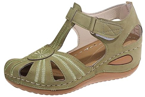 Générique Women's Closed Toe Wedge Sandals - Comfortable Sandal Women Summer Casual Shoes Hollow Out Breathable Sandalette Platform Shoe Large Size Mule Chic Sandallets