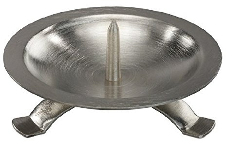 Kerzenleuchter Silber, D 9 cm, mit Dorn, satiniert, für Taufkerzen, Kommunionskerzen, Trauerkerzen für Kerzen bis Ø 5 cm