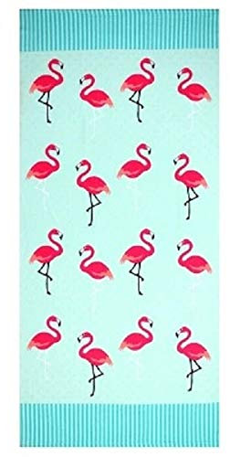 FUZKI Strandtuch Microfaser Handtuch Extra Groß Badetuch 100x180cm für Damen Kinder Dünn Ultraleicht Duschtücher Ideal für Reisen Fitness Yoga Sauna Flamingo Bedruckt