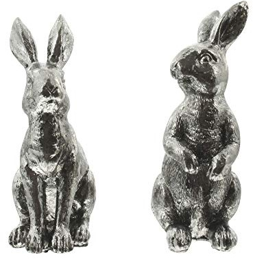 FRANK FLECHTWAREN Osterhase Silberglanz, im 2er Set