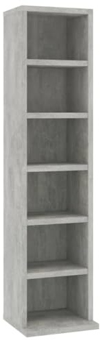 vidaXL CD Cabinet Living Room Records Media Storage Display Shelf Organiser Unit Case Cupboard Furniture Concrete Grey 21x20x88 cm Engineered Wood