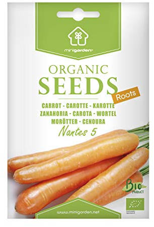 Zertifizierte Bio-Karotte-Samen 'Nantes 5' von Minigarden – 100% natürlich, GVO-frei, bereit zur Aussaat – 3000-3500 Samen, reproduzierbar