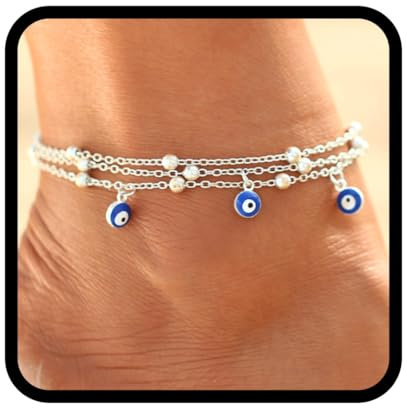 Unicra Bracelet de cheville bohème en argent simple réglable pour femmes et filles