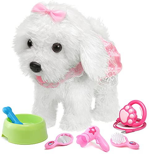 OR OR TU Hund Spielzeug Fernbedienung Elektronische Haustiere Plüschwelpe für Kinder Mädchen 3 4 5 6 7+ Jahre Geschenk, Interaktiver Realistisches Spielzeug