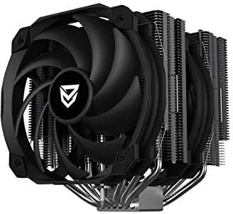 Nfortec - AEGIR X CPU-Kühlkörper mit 6 Heatpipes, 2x 140mm PWM-Lüfter, TDP 200W, LGA1700 und AM4-kompatibel, schwarz