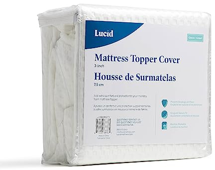 LUCID Bezug für Matratzentopper – rutschfest – Weich und atmungsaktiv – maschinenwaschbar mit Reißverschluss (Topper nicht inklusive) – 135 x 190 cm, 7,5 cm Höhe