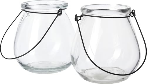 VBS Windlicht 2 Stück Glas 10 cm Durchmesser 10.8 cm Höhe Set aus 2 Stk ideal für Dekoration und Beleuchtung
