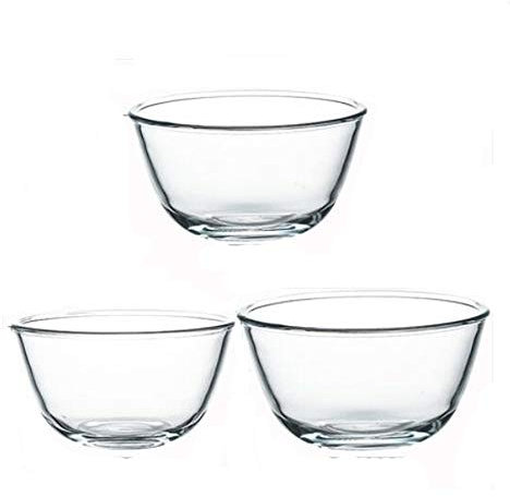 RTHGTFMW Insalatiera Set di 3 pezzi di ciotola di vetro antiquato resistente alla casa grande resistente alla famiglia grande ciotola trasparente forno a microonde for forno speciale for la cottura fo
