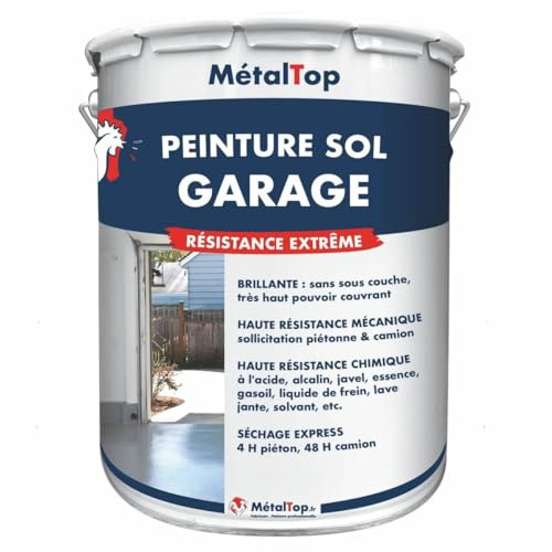 Metaltop - Peinture Sol Garage - Ivoire - Ton pierre - RAL 1015-5 L - Résistance aux taches, huiles et passages répétés