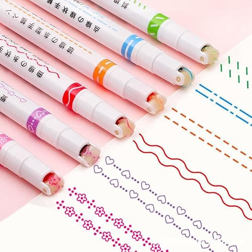 Yqhugbc Curve Highlighter Pen Set, Curve Highlighter Pen, Curved Pens de Colores Resaltador de Curvas para álbumes de Recortes, Diarios, Notas, planificador, Calendario, Oficina