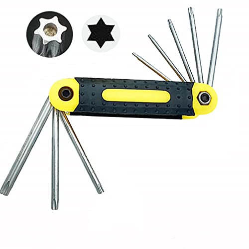 Llave hexagonal plegable 8 en 1 Juego de llaves Allen métricas de metal Juego de herramientas hexagonales multifunción Llaves Allen Juego portátil de herramientas de mano, llave Torx, 01