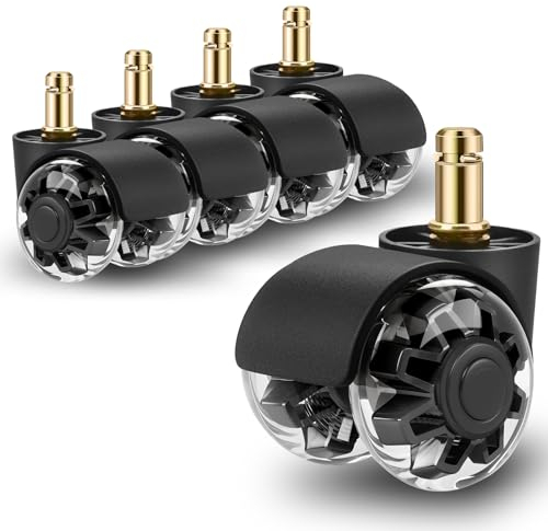 Bürostuhl Rollen 5er Set 10x22mm für 1KEA, Schreibtischstuhl Rollen für Gaming-Stühle, Bürostuhl-Räder Ersatzrollen für Hartböden, Parkett, Teppich, Laminat und Fliesen, Keine Kratzer(Black)