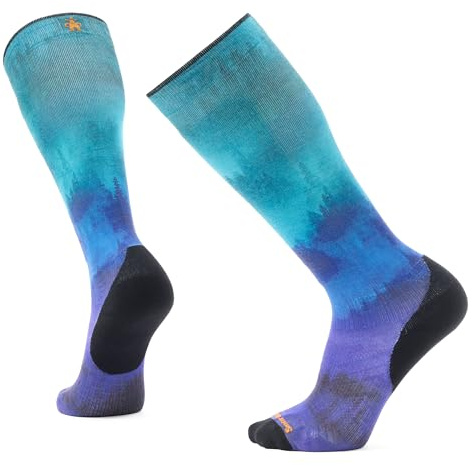 Smartwool Mens Ski Targeted Cushion Compression Print Over The Calf Socks Black Large