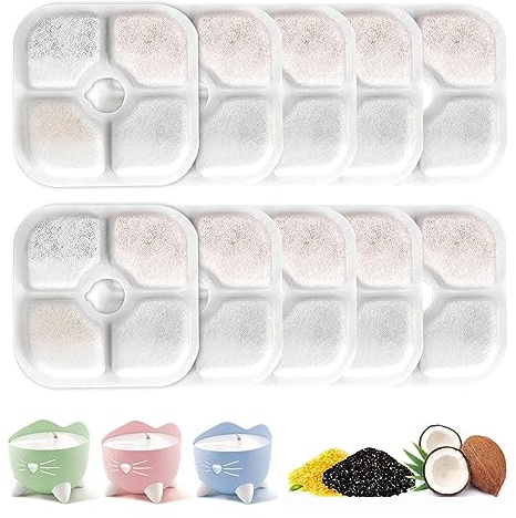 16Pcs Filtros De Fuente, Filtro Fuente para Gato Compatible con La Fuente para Mascotas Pixi Filtros Fuente Gatos con Resina Activada y Carbón Tres Capas Sistema De Filtración | Triple sistema de filtro de repuesto con resina y filtro de catita de carbón activo para gatos