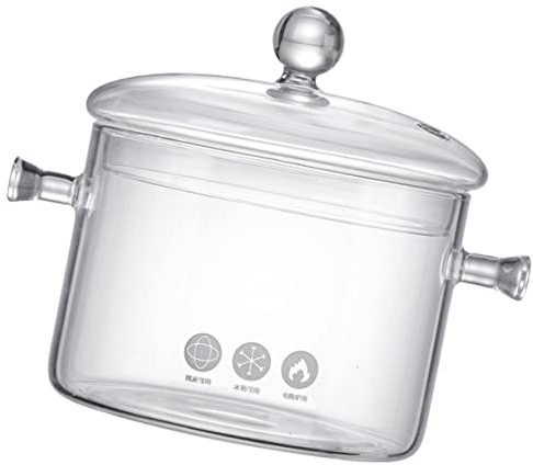 Zerodeko Instant-Nudelschale aus Glas Nudeltopf Suppentopf widerstandsfähiger Topf Suppenkessel praktischer Schmortopf Mit Deckel Glastopf kleiner Topf Kochutensilien Milchtopf