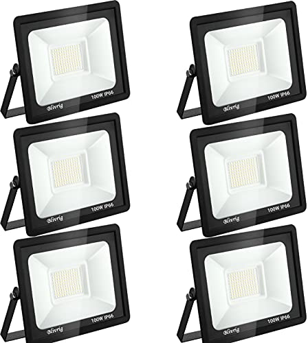 toobettp 6PCS 100W LED Strahler Außen IP66 Wasserfest LED Strahler, 10000LM Fluter Flutlicht 6500K Kaltweiß, Scheinwerfer Aussenstrahler für Gärten, Innenhöfe, Garage, Hotel