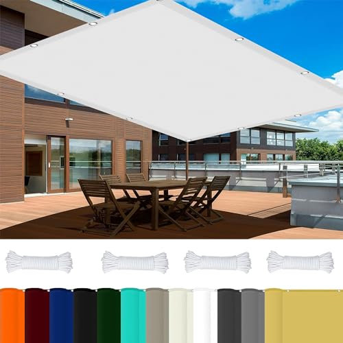 Vela Ombreggiante Quadrata 5 x 5 m 98% Protezione UV Rete Ombreggiante Poliestere per Giardino, Balcone, Piscina, Bianco