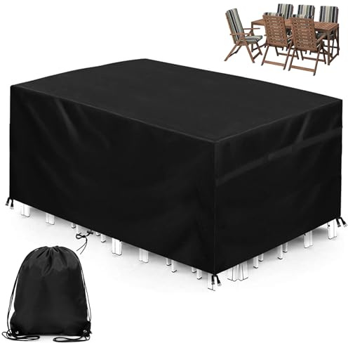 Överdrag för trädgårdsmöbler, vintersäkert bord, presenning 200 x 100 x 75 cm, 420D oxfordtyg, trädgårdsbord, täckpresenning, vattentätt vindtätt och UV-beständigt skyddshölje, trädgårdsmöbler