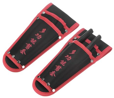 M METERXITY 2-Pack Funda para Tijeras de Jardín, Funda de Lona Antideslizante para Tijeras de Podar con Soporte para Cinturón, Estuche para Tijeras de Jardín [Rojo-Negro]
