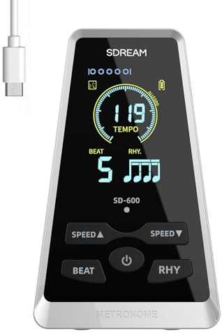 Digital LCD Display Metronome For Piano Guitar Drums Violin Ukulele Practice, Rhythm Beat Speed Adjustable, Rechargeable, Electronic Metronome with Volume Knob