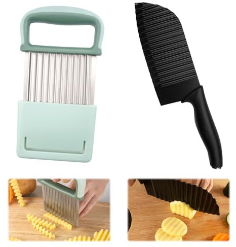 WhizNook Couteau Ondulé en Acier Inoxydable pour Pommes de Terre Tranches et Frites