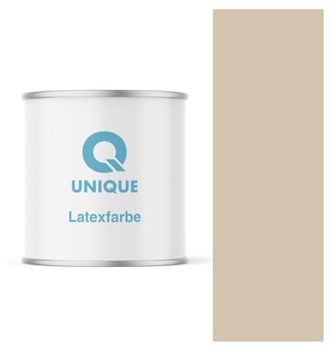 Q UNIQUE Latexfarbe 2L (ca.14m2) Beige Innenfarbe Wandfarbe Deckenfarbe Klasse 3 Mattfarbe Scheuerfest Hohe Deckkraft