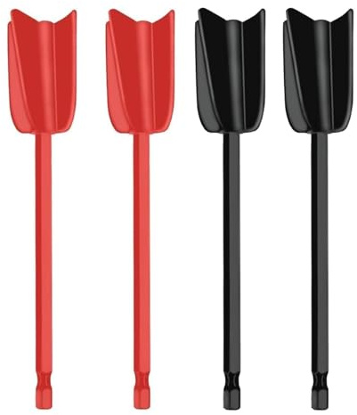 4-Pack Paint Mixer Attachments,Paint Mixer for Drill，Durable Plastic Paddle Mixers for Paint, Resin, Epoxy（Black/Red）