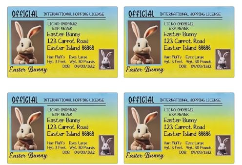 Generisch Osterhasen verlorener Führerschein, Cute bunny Lost Führerscheinkarte, Creative Osterkarte Kaninchen Lost Card Bunny Fahrerausweis für Kids Ostern