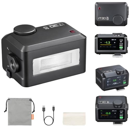 Godox iT30Pro-O Flash para Olympus/Panasonic, TTL, Pantalla táctil, GN15, 1.5s Reciclaje, Difusor Incorporado, 2.4G X Inalámbrico, 1/8000 HSS, Carga USB, Diseño de Zapata de liberación rápida