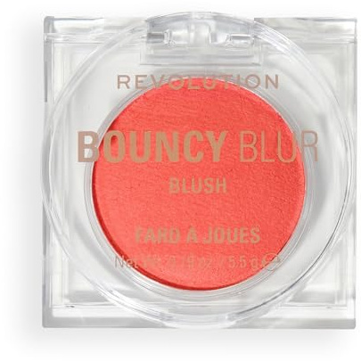 Revolution Bouncy Blur Blush, Make-up für Wangen & Lippen, aufbaubare Formel mit Weichzeichner-Effekt, Coral Blur Burst, vegan und tierversuchsfrei